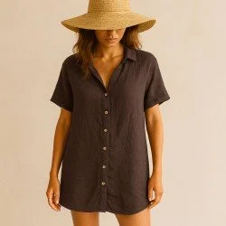 Feiner Leinenstoff (Stone Washed) Dunkel Braun