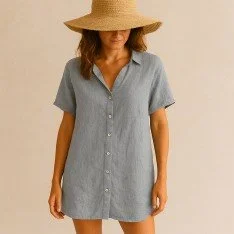 Tissu De Lin Fin (Stone Washed) Gris