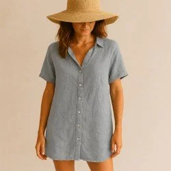 Fine Linen Fabric (Stone Washed) Grey Fine Linen Fabric (Stone Washed) Grey