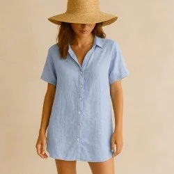 Fine Linen Fabric (Stone Washed) Light Blue Fine Linen Fabric (Stone Washed) Light Blue