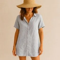 Tissu De Lin Fin (Stone Washed) Gris Clair