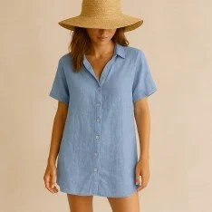 Tissu De Lin Fin (Stone Washed) Jeans Clair