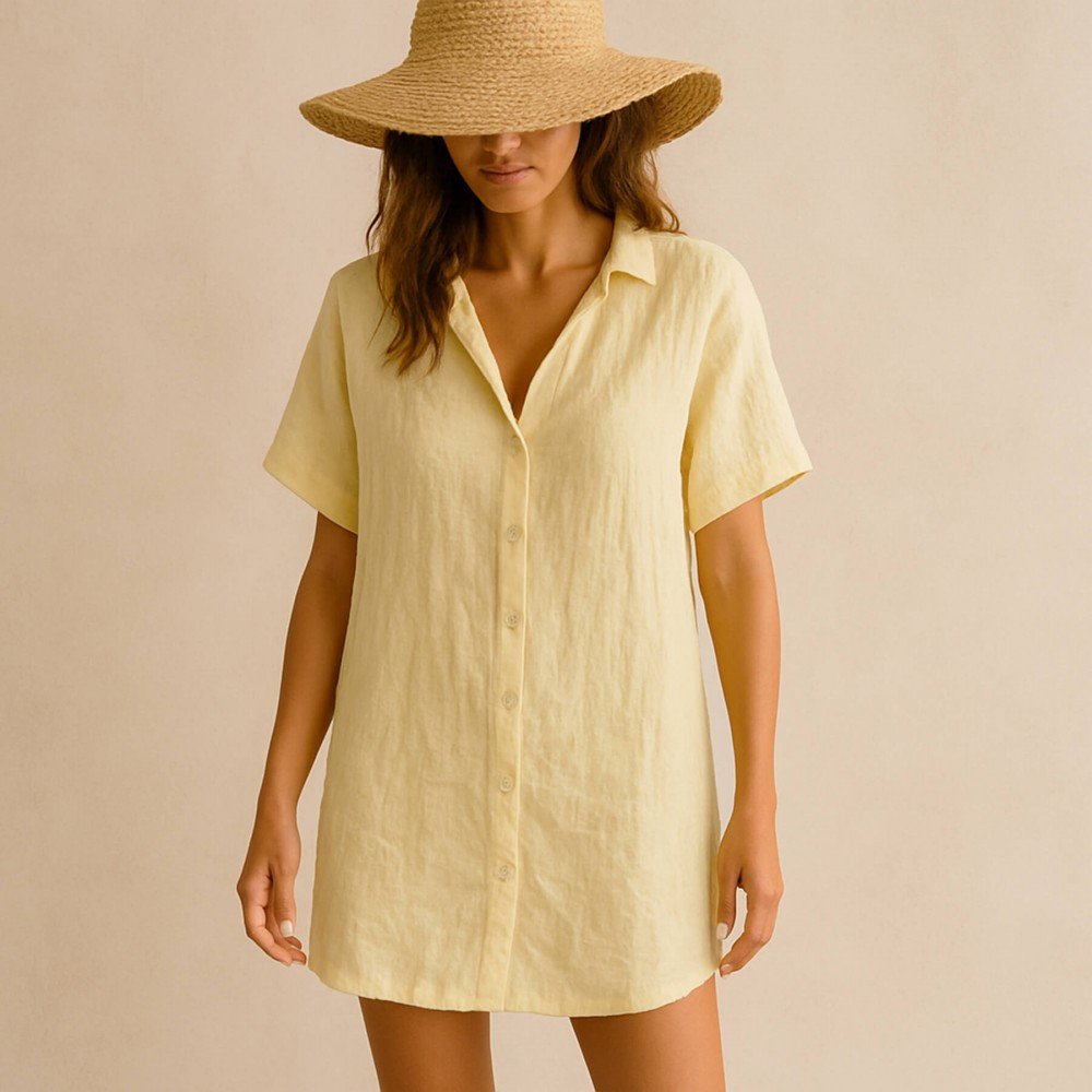 Fine Linen Fabric (Stone Washed) Light Yellow, 135 cm Fine Linen Fabric (Stone Washed) Light Yellow - (Deco Fabrics)