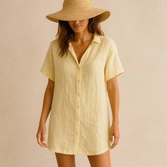 Fine Linen Fabric (Stone Washed) Light Yellow
