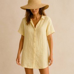 Fine Linen Fabric (Stone Washed) Light Yellow Fine Linen Fabric (Stone Washed) Light Yellow