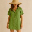 Fine Linen Fabric (Stone Washed) Moss Green - (Deco Fabrics)