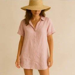 Tissu De Lin Fin (Stone Washed) Nude Rose Tissu De Lin Fin (Stone Washed) Nude Rose