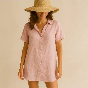 Tkanina Lniana Delikatna (Stone Washed) Nagi Różowy Tkaniny Dekoracyjne