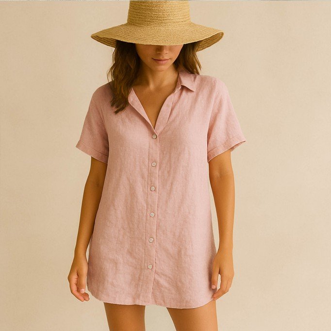 Fine Linen Fabric (Stone Washed) Nude Pink - (Deco Fabrics)