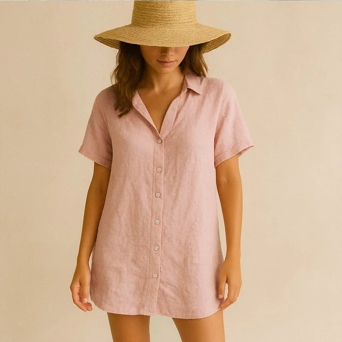 Feiner Leinenstoff (Stone Washed) Nude Rosa - (Dekostoffe)