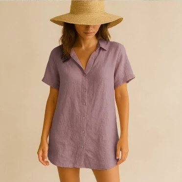 Feiner Leinenstoff (Stone Washed) Altmauve - (Dekostoffe)