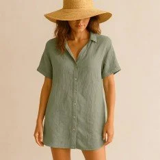 Tissu De Lin Fin (Stone Washed) Olive