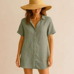Fine Linen Fabric (Stone Washed) Olive