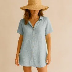 Tissu De Lin Fin (Stone Washed) Mer Verte