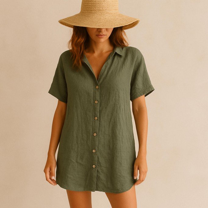 Fine Linen Fabric (Stone Washed) Army Green - (Deco Fabrics)