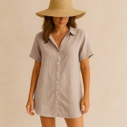 Feiner Leinenstoff (Stone Washed) Dunkel Beige 