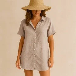 Fine Linen Fabric (Stone Washed) Dark Beige