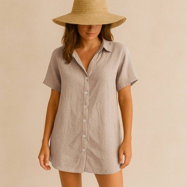 Tissu De Lin Fin (Stone Washed) Beige Foncé - (Tissus Deco)