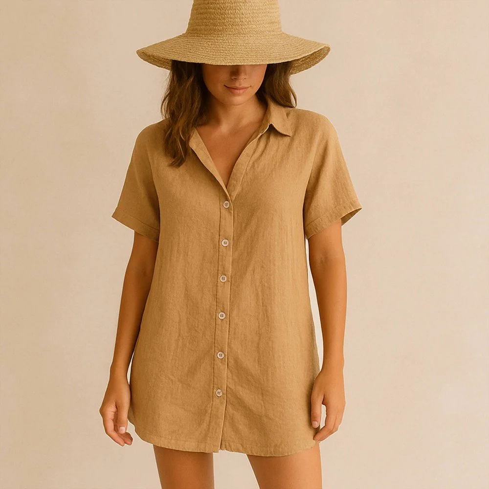 Fine Linen Fabric (Stone Washed) Camel - (Deco Fabrics)