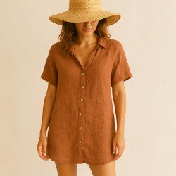 Tessuto Di Lino Fine (Stone Washed) Cognac