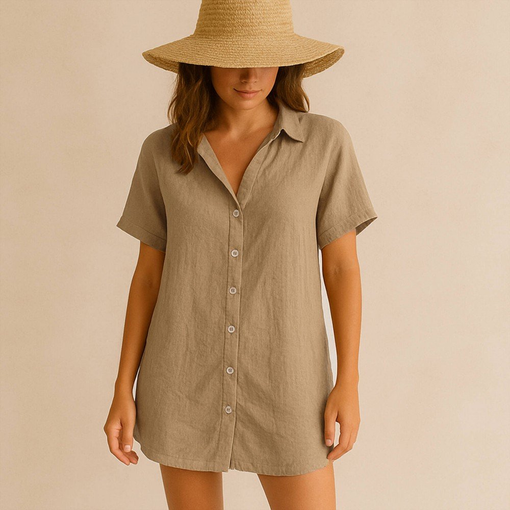 Feiner Leinenstoff (Stone Washed) Khaki Braun - (Dekostoffe)