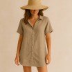 Fine Linen Fabric (Stone Washed) Khaki Brown - (Deco Fabrics)