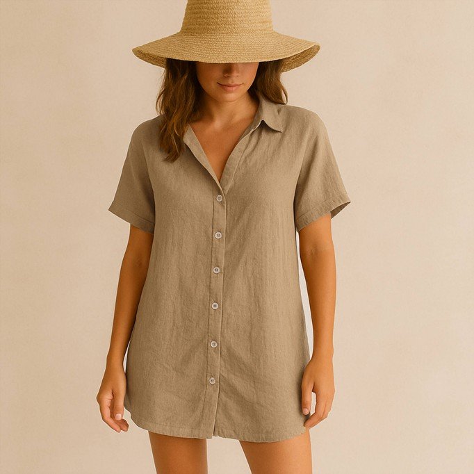 Fine Linen Fabric (Stone Washed) Khaki Brown - (Deco Fabrics)
