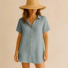 Tissu De Lin Fin (Stone Washed) Vieux Vert