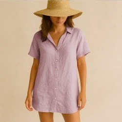 Fine Linen Fabric (Stone Washed) Old Pink