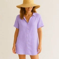 Fine Linen Fabric (Stone Washed) Pastel Lilac