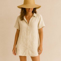 Fine Linen Fabric (Stone Washed) Sand Beige