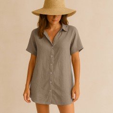 Fine Linen Fabric (Stone Washed) Taupe