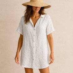 Feiner Leinenstoff (Stone Washed) Weiß