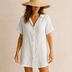 Fint Hørstof (Stone Washed) Hvid