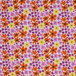 Jersey Katoen Digitale Print - Lila Geel Retro Bloem