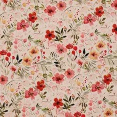 Jersey Di Cotone Stampa Digitale - Fiori Colori Caldi