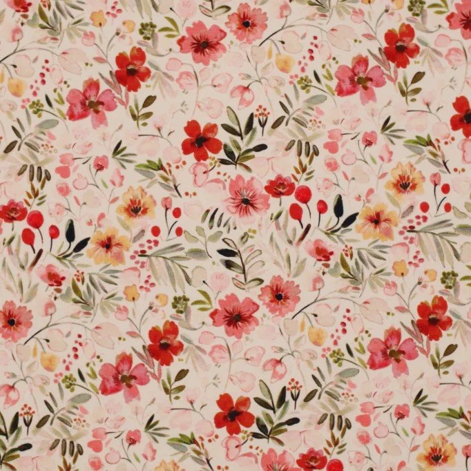 Jersey Coton Impression Numérique - Fleur Couleurs Chaudes - (Jersey Coton Impression Numérique)