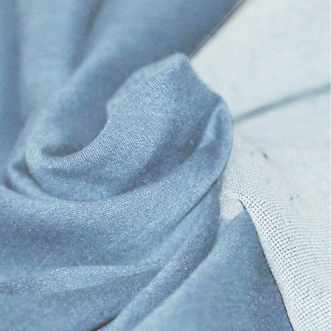 Gestrickte Jeansstoff Hellblau - (Jeans Stoff Baumwolle )