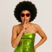 Tissu Lamé Stretch Vert Lime  - (Lamé Tissu)