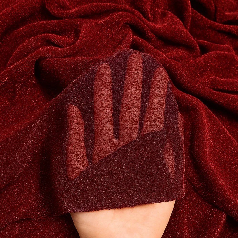Lightweight Lurex Glitter Jersey Fabric Dark Red - (Jersey Glitter Fabric)