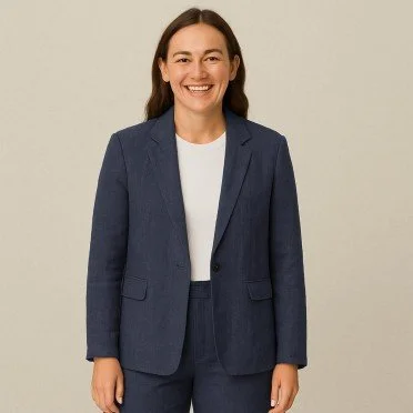 Linnen Stof Marine - (Linnen Stoffen Gewassen)