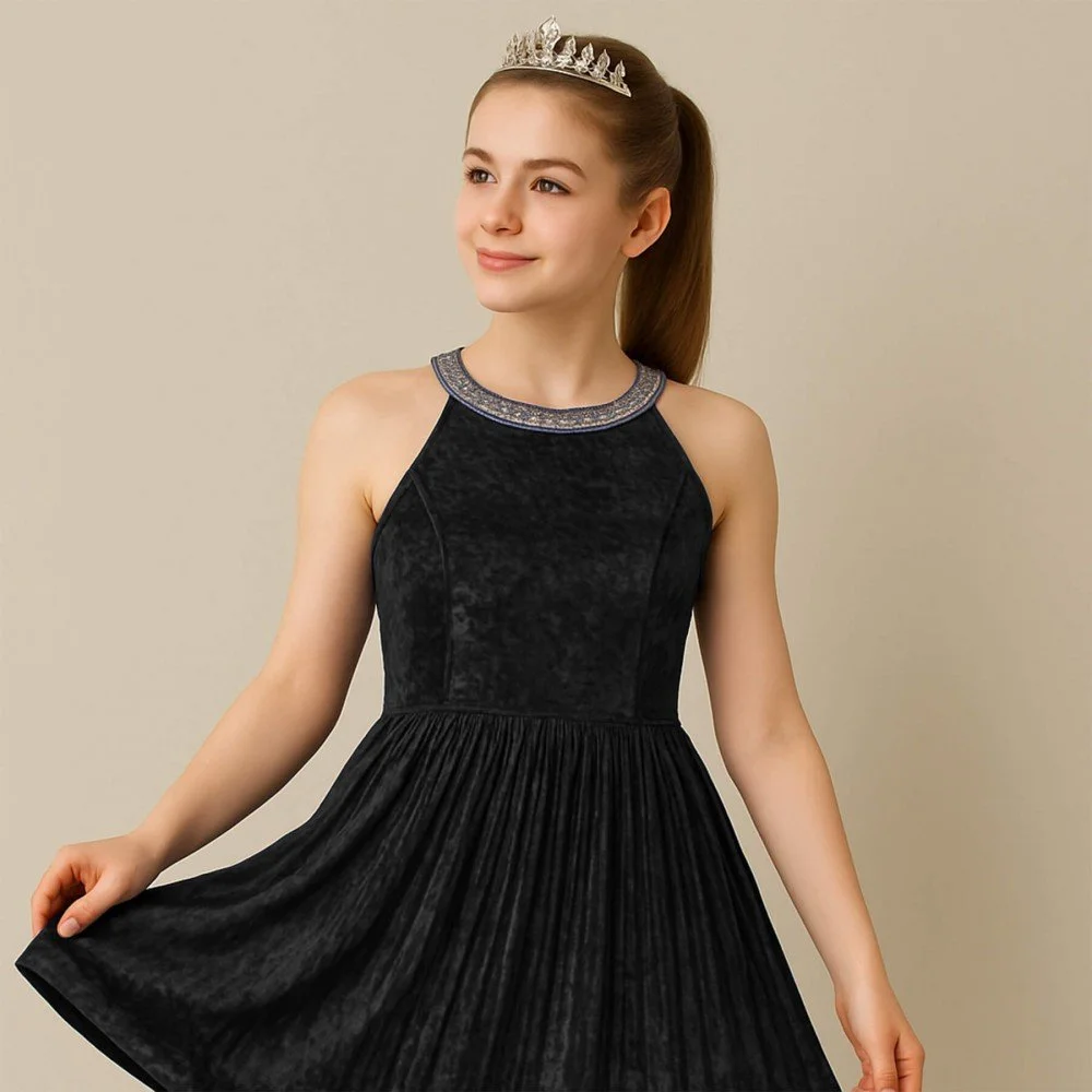 Panne Velvet Fabric Black