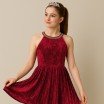 Velluto Panné Tessuto Rosso Scuro - (Velluto Panné)