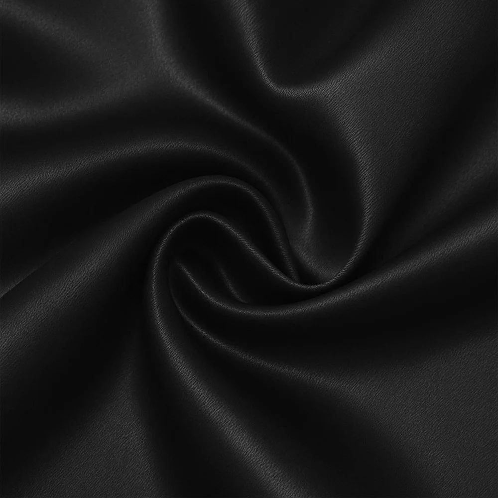 Satin Stof Polyester Sort