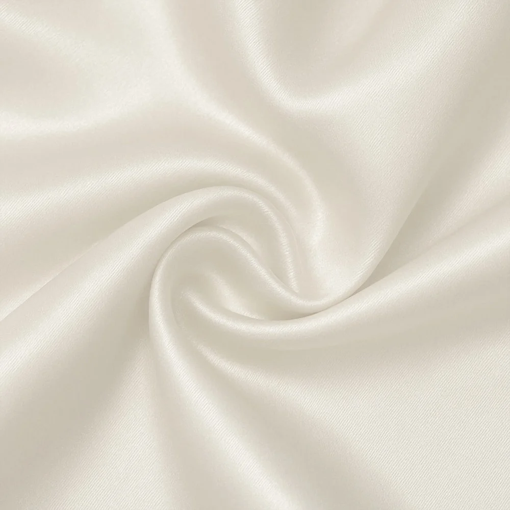 Satin Stof Polyester Råhvid