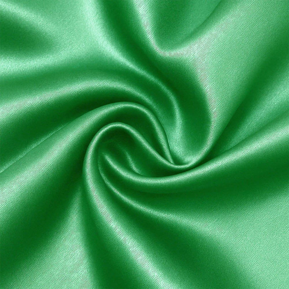 Satin Stof Polyester Græsgrøn