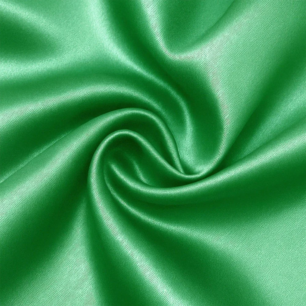 Satin Stof Polyester Græsgrøn