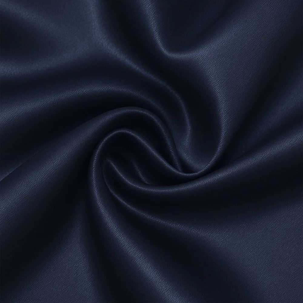 Satin Stof Polyester Navy Blå