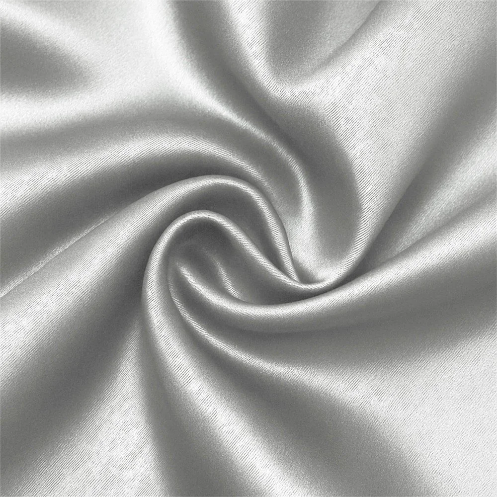 Satin Stof Polyester Sølvgrå