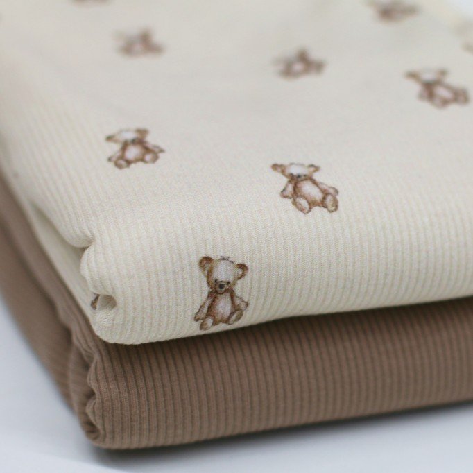 Rippstrick Jersey Stoff - Teddybären Rippstrick Jersey Stoff - Teddybären - (Jersey Stoffe)